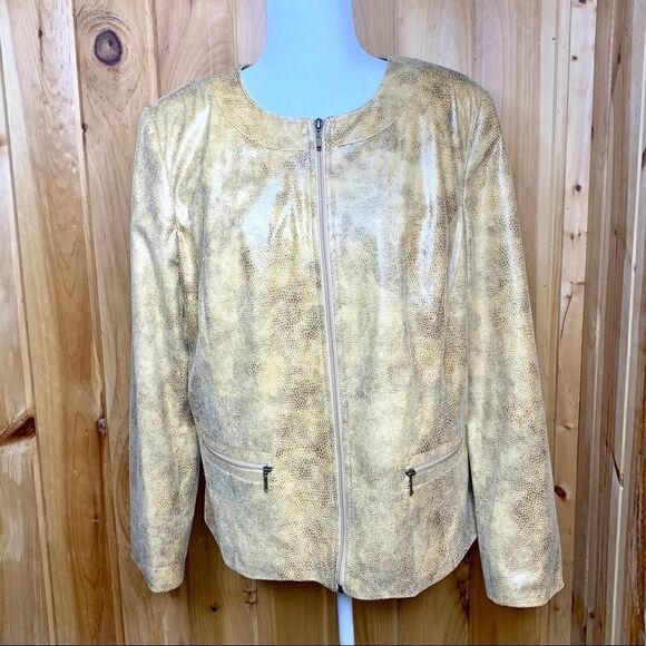 JM Collection vegan leather snake print jacket 16 - Picture 2 of 8